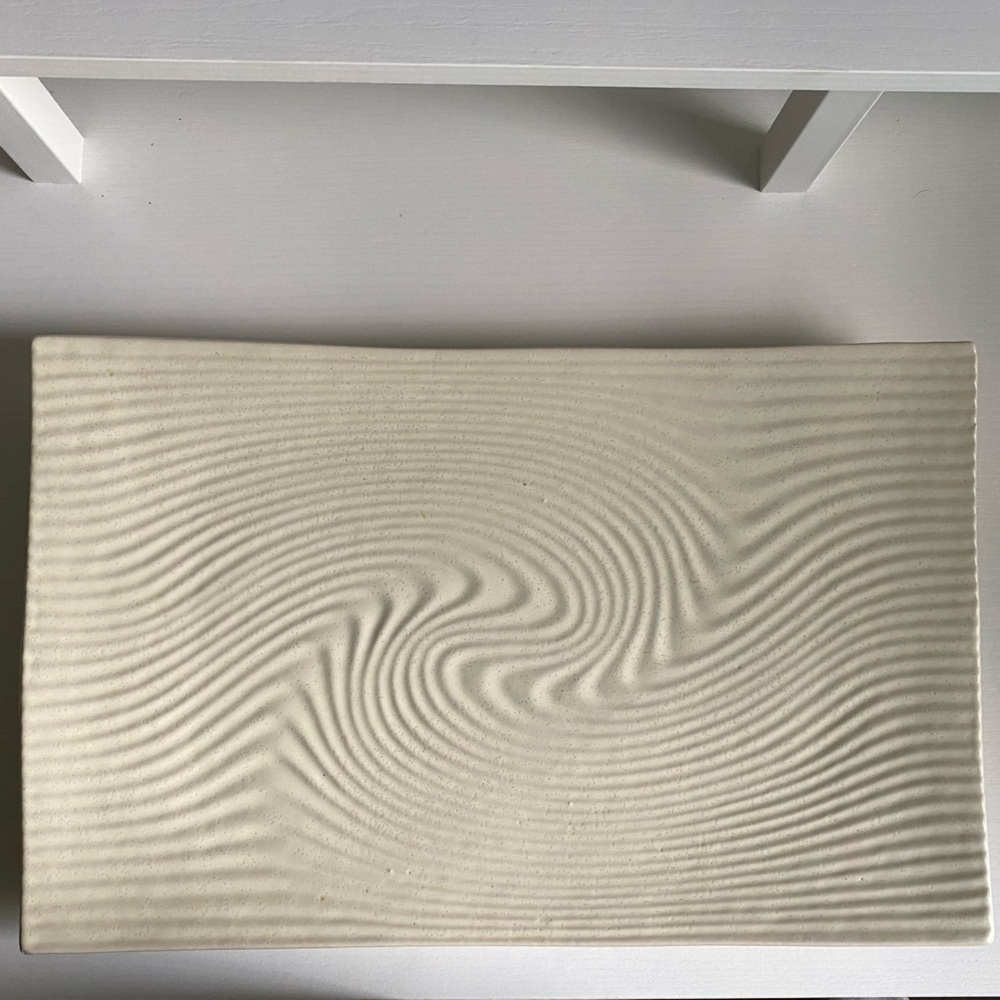 Textured Cream Rectangular Tray 2 piece